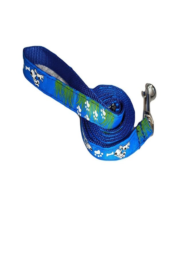 D&C PAWS Dog Collar and Leash Set Puppy Printed, Adjustable Nylon Collar with Leash for Small and Medium Dogs, Color-Full Collar Leash Set for Puppies, Dog & Cat 15 MM (Blue) - Image 2